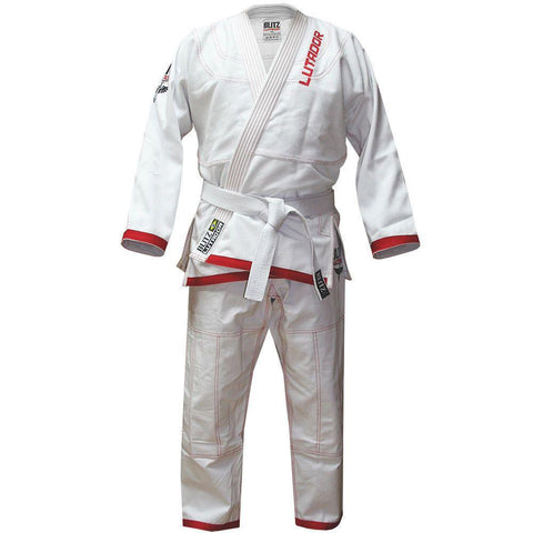 Blitz Adult Lutador Brazilian Jiu Jitsu Gi - White - BJJ Uniform Suit Training