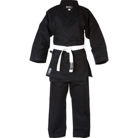 Blitz Adult Traditional Jujitsu Suit - Black - Sparring Training Uniform Gi