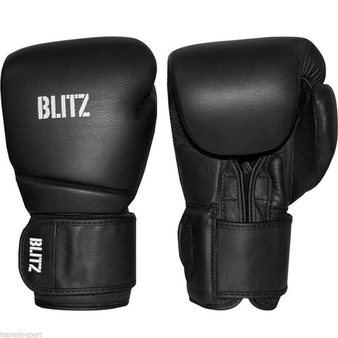 Blitz Deluxe Black Leather Boxing Gloves - Sparring Training