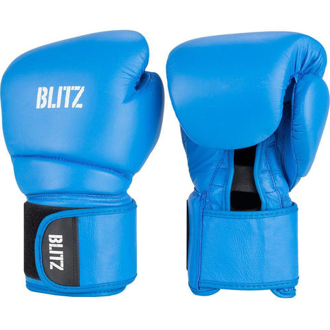 Blitz Deluxe Blue Leather Boxing Gloves - Sparring Training