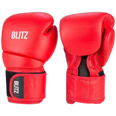 Blitz Deluxe Red Leather Boxing Gloves - Sparring Training