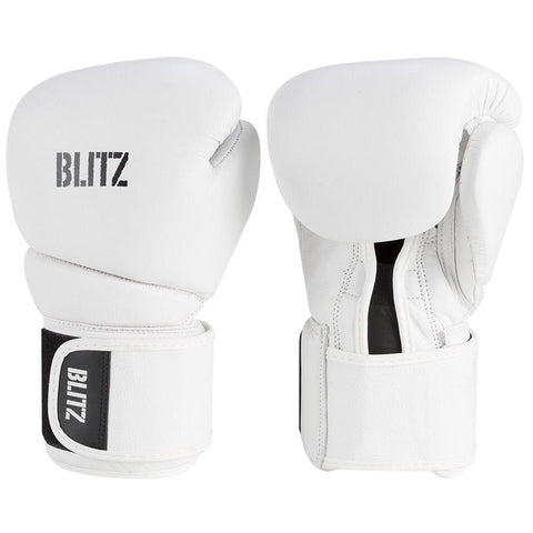 Blitz Deluxe White Leather Boxing Gloves - Sparring Training