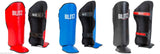 Blitz Firepower Leather Competition Shin & Instep Guards - Red Blue Black