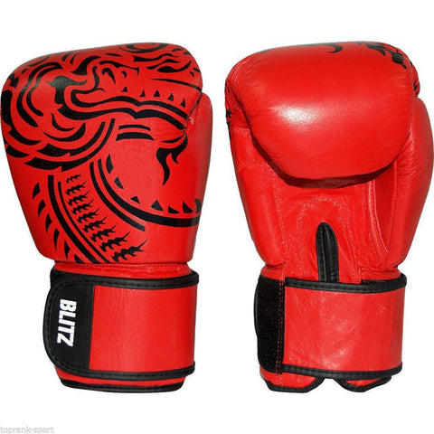 Blitz Firepower Red Muay Thai Leather Boxing Gloves