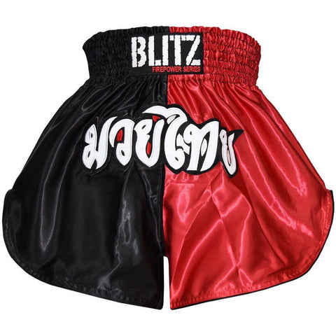 Blitz Kids Muay Thai Shorts - Red / Black Training Sparring