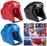 Blitz Pro Boxing Semi Face Head Guard - Black Blue Red