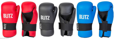 Blitz PU Semi Contact Open Palm Gloves - Black Blue Red