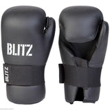 Blitz PU Semi Contact Open Palm Gloves - Black Blue Red