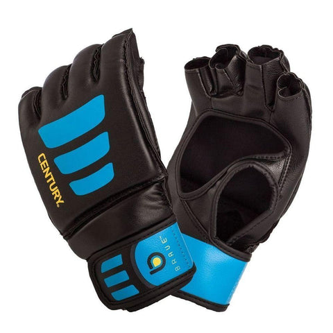 CENTURY BRAVE OPEN PALM MENS MMA GLOVES BLACK/BLUE- MMA Sparring Training GYM