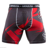 HAYABUSA METARU 47 SILVER COMPRESSION VALE TUDO SHORTS RED MMA