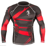 HAYABUSA METARU RASHGUARD LONGSLEEVE BLACK/RED  MMA Sparring Training