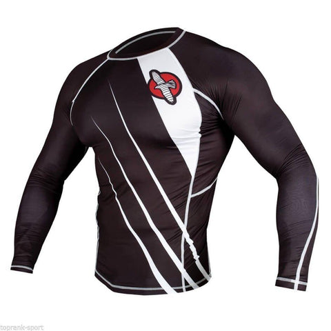 HAYABUSA RECAST RASHGUARD LONG SLEEVE - BLACK / WHITE -  MMA Sparring Training