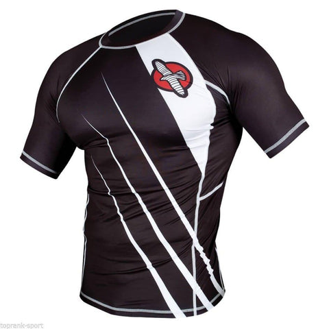 HAYABUSA RECAST RASHGUARD SHORT SLEEVE - BLACK / WHITE -  MMA Sparring Training