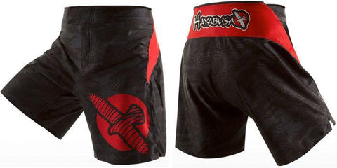 HAYABUSA WELD3 FIGHT SHORTS BLACK\RED MMA Sparring Training Boxercise Unisex