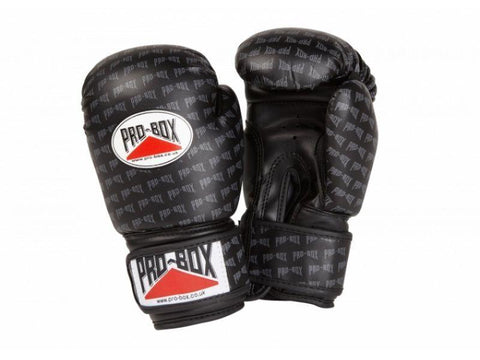 PRO BOX BASE-SPAR JUNIOR PU GLOVES - BLACK LOGO BOXING SPARRING TRAINING - KIDS