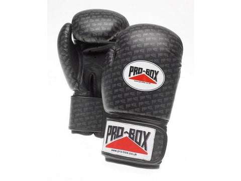 PRO BOX BASE-SPAR SENIOR PU GLOVES - BLACK LOGO BOXING SPARRING TRAINING