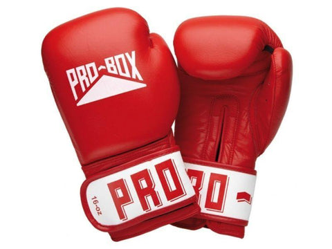 PRO BOX LEATHER CLUB ESSENTIALS RED GLOVES - SPARRING TRAINING BOXING