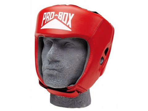 Pro Box LEATHER CLUB ESSENTIALS RED HEADGUARD - Boxing Sparring Training