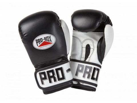 PRO BOX PU CLUB ESSENTIALS BLACK JUNIOR GLOVES - BOXING SPARRING TRAINING - KIDS