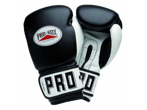 PRO BOX PU CLUB ESSENTIALS BLACK SENIOR GLOVES - BOXING SPARRING TRAINING