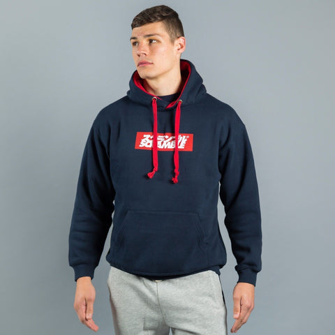 SCRAMBLE BOX LOGO HOODIE – NAVY  HOODS / SWEATS MMA Bjj Training