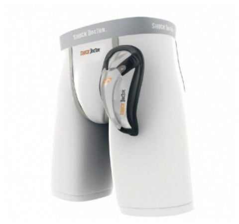 SHOCK DOCTOR POWER COMPRESSION SHORTS WITH BIOFLEX CUP WHITE