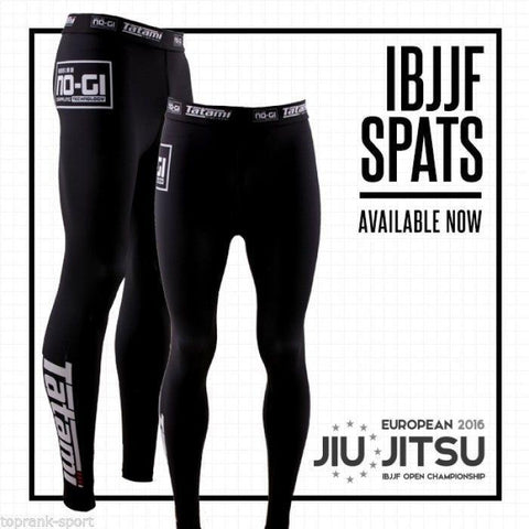 TATAMI IBJJF BLACK BJJ Jiu Jitsu MMA Mens Grappling Compression Tights - Adults