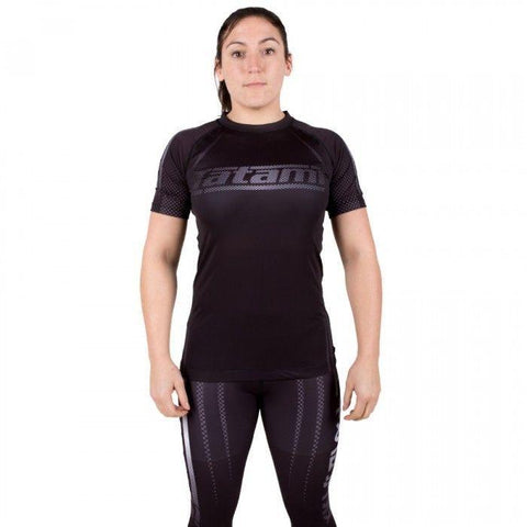 TATAMI LADIES IBJJF RANK SHORT SLEEVE RASH GUARD BLACK - BJJ MMA Women's