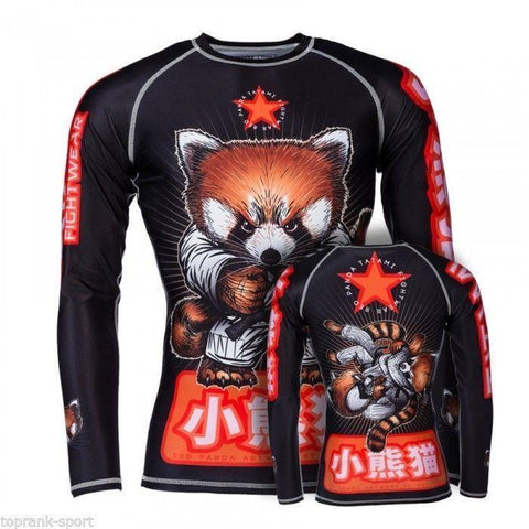 TATAMI MEERKATSU RED PANDA RASH GUARD Long sleeve Jiu Jitsu MMA BJJ - Adults