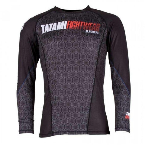 TATAMI MENS ESSENTIALS BLACK HEXAGON RASH GUARD - MMA BJJ