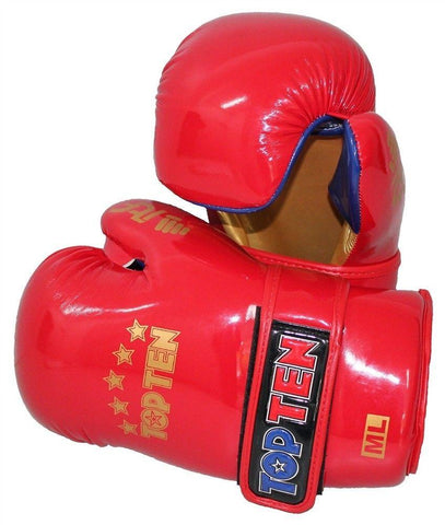 TOP TEN ITF GLOSS POINTFIGHTER GLOVES RED SPARRING TRAINING