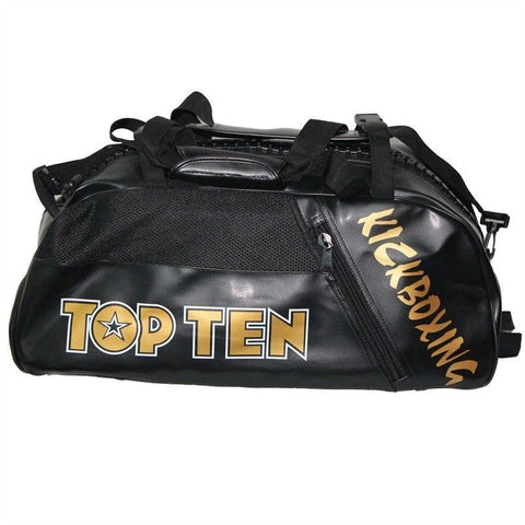 TOP TEN KICKBOXING HOLDALL BACK PACK BAG Black Gold