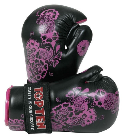 Top Ten Pointfighter Gloves Flowers Black/Purple Sparring Training