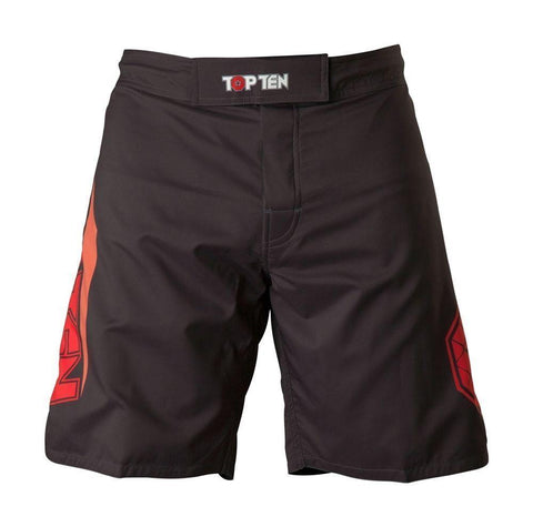 TOP TEN TRIANGLE MMA SHORTS BLACK/RED MMA Bjj Training Sparring