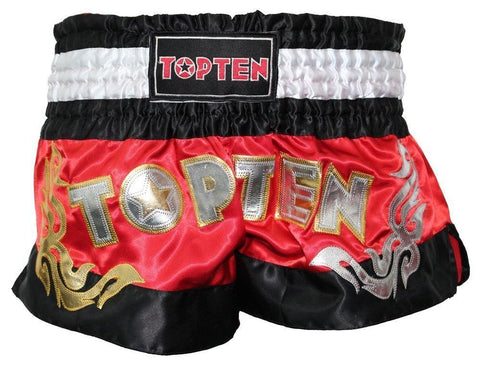 TOP TEN WAKO KICKBOXING K1 SHORTS  - RED