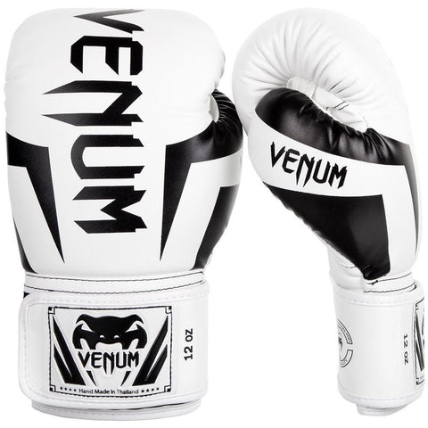 VENUM ELITE BOXING GLOVES WHITE/BLACK MMA Bjj Training Sparring