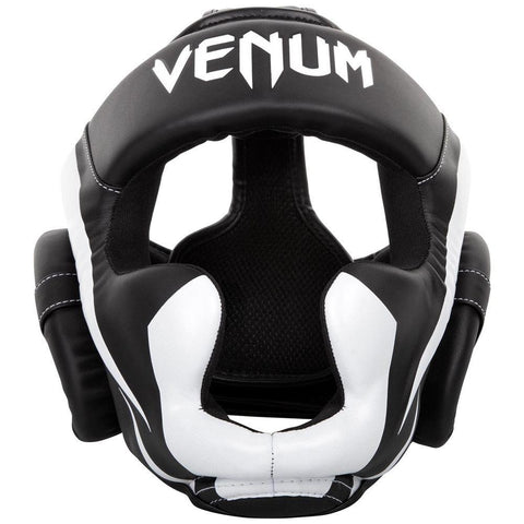 VENUM ELITE HEAD GUARD BLACK/WHITE BOXING HEAD-GUARD PROTECTION SPARRING