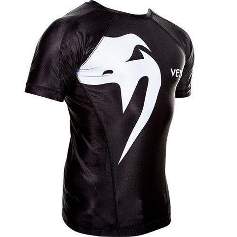 VENUM GIANT SHORT SLEEVE MENS RASH GUARD BLACK MMA BJJ Training Sparring