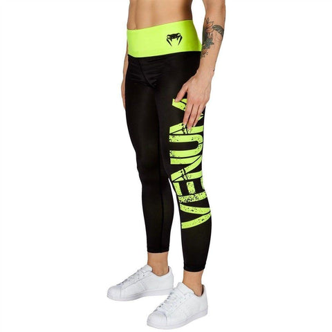 VENUM POWER LADIES LEGGINGS BLACK/YELLOW MMA Bjj Muay Thai Training Sparring